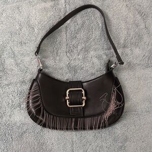 Chic Black Shoulder Bag with Silver Buckle